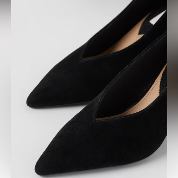 H&M Black Suede Pointed Toe Pumps Heels Size 7 - Picture 13 of 13